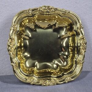 Vintage MCM Copper Craft Brass Candy Dish Square Baroque Rococo Topeka KS USA